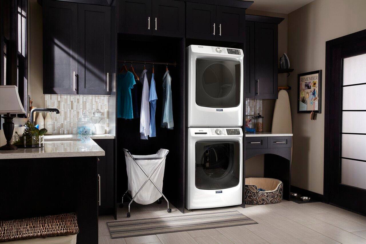 Alt View 27. Maytag - 7.3 Cu. Ft. Stackable Electric Dryer with Steam and Extra Power Button - White.