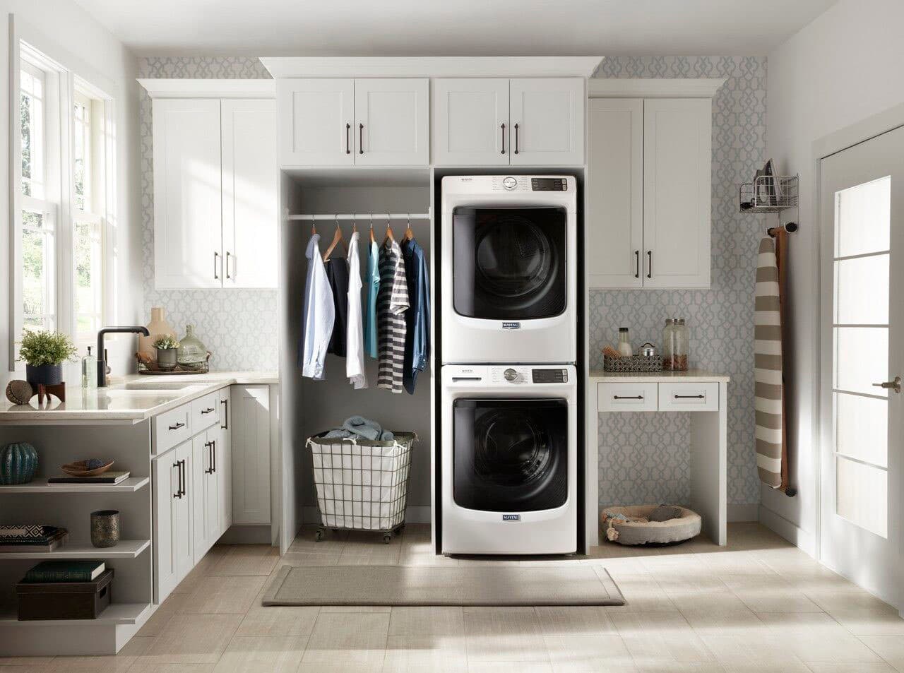 Alt View 24. Maytag - 4.8 Cu. Ft. High Efficiency Stackable Front Load Washer with Steam and Fresh Hold - White.