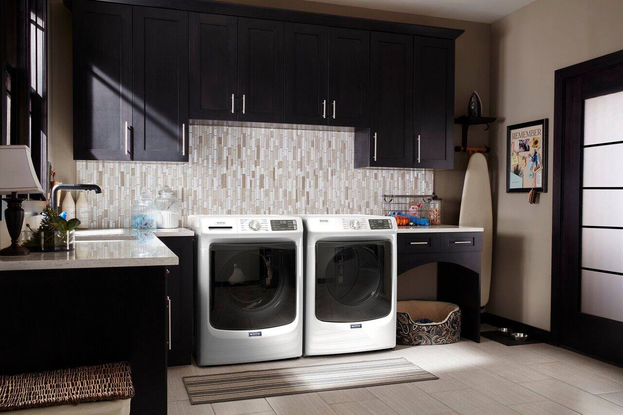 Alt View 25. Maytag - 4.8 Cu. Ft. High Efficiency Stackable Front Load Washer with Steam and Fresh Hold - White.