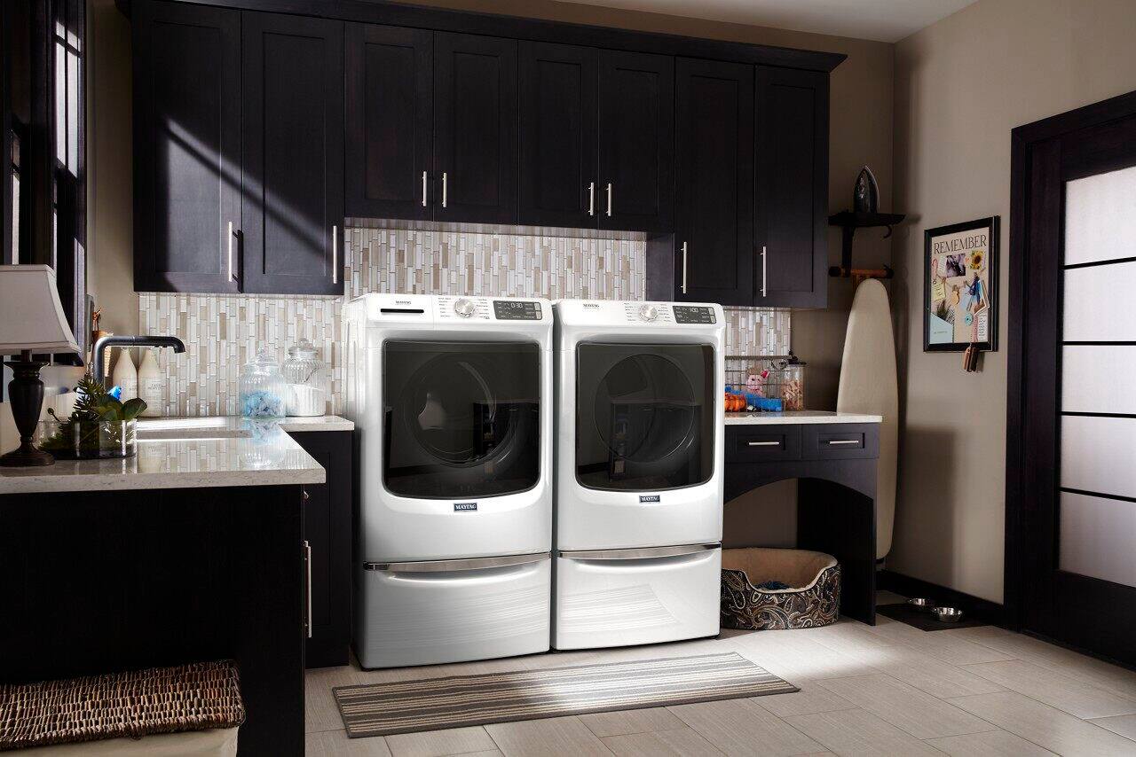 Alt View 26. Maytag - 4.8 Cu. Ft. High Efficiency Stackable Front Load Washer with Steam and Fresh Hold - White.