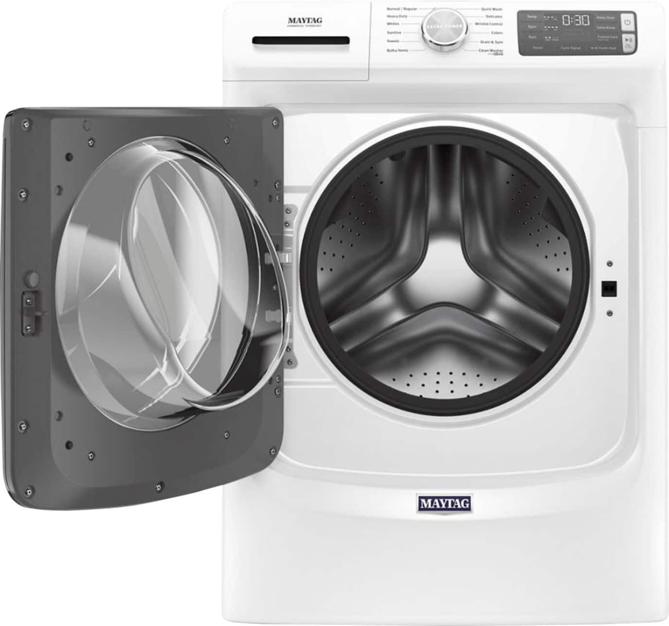 Alt View 12. Maytag - 4.8 Cu. Ft. High Efficiency Stackable Front Load Washer with Steam and Fresh Hold - White.