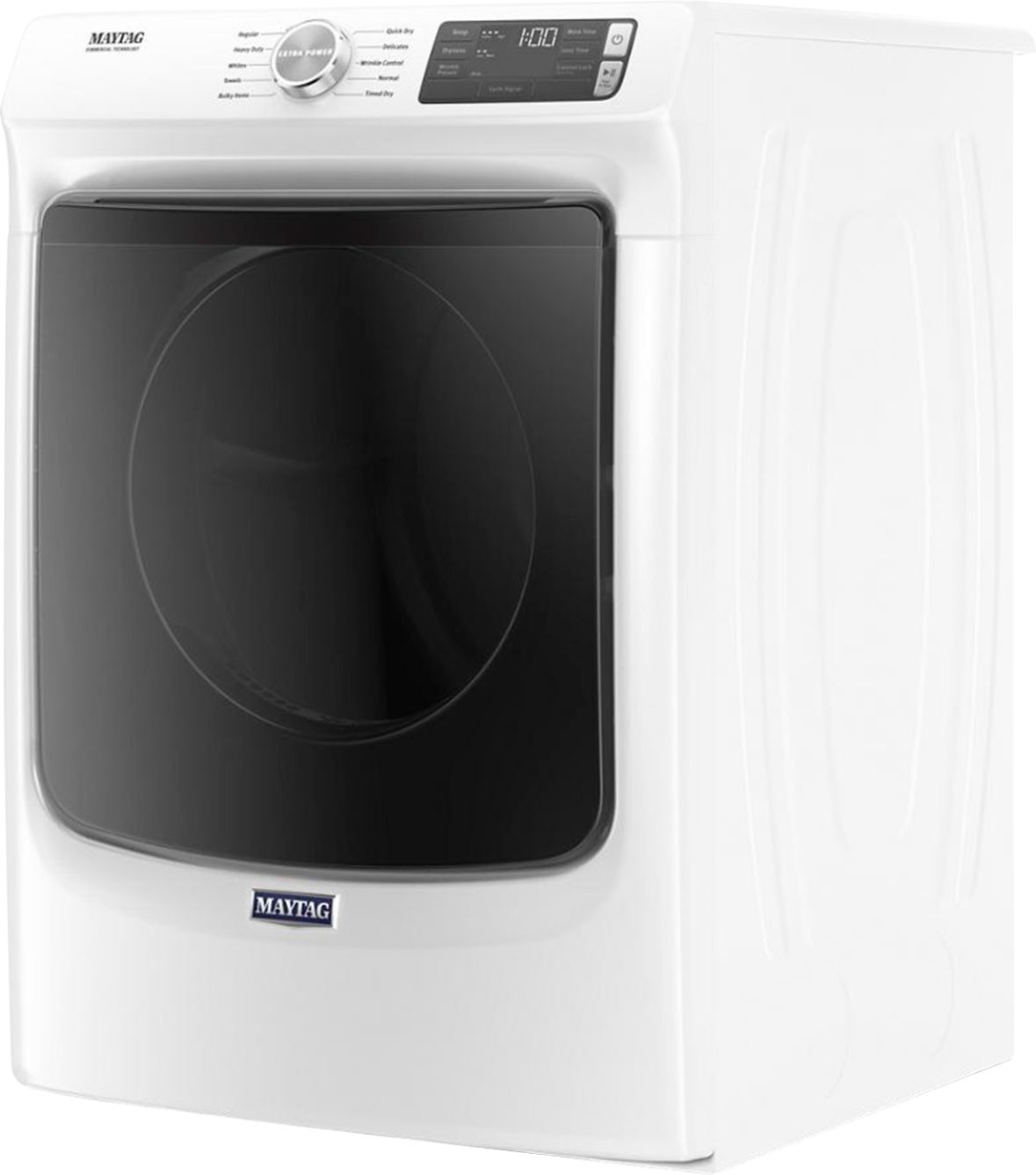 Left View: Maytag - 7.3 Cu. Ft. Stackable Electric Dryer with Extra Power Button - White
