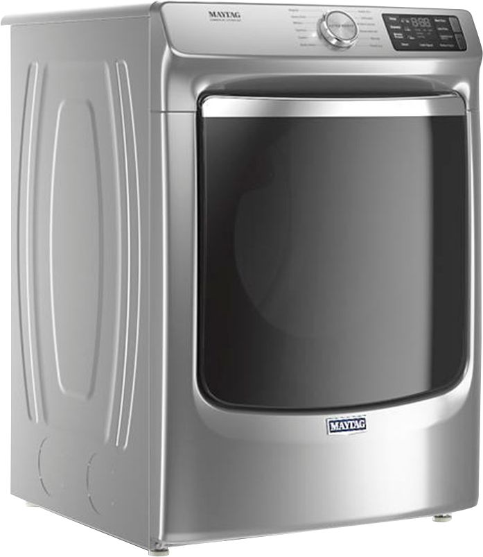 Angle View: Maytag - 7.3 Cu. Ft. Stackable Electric Dryer with Steam and Extra Power Button - Metallic slate