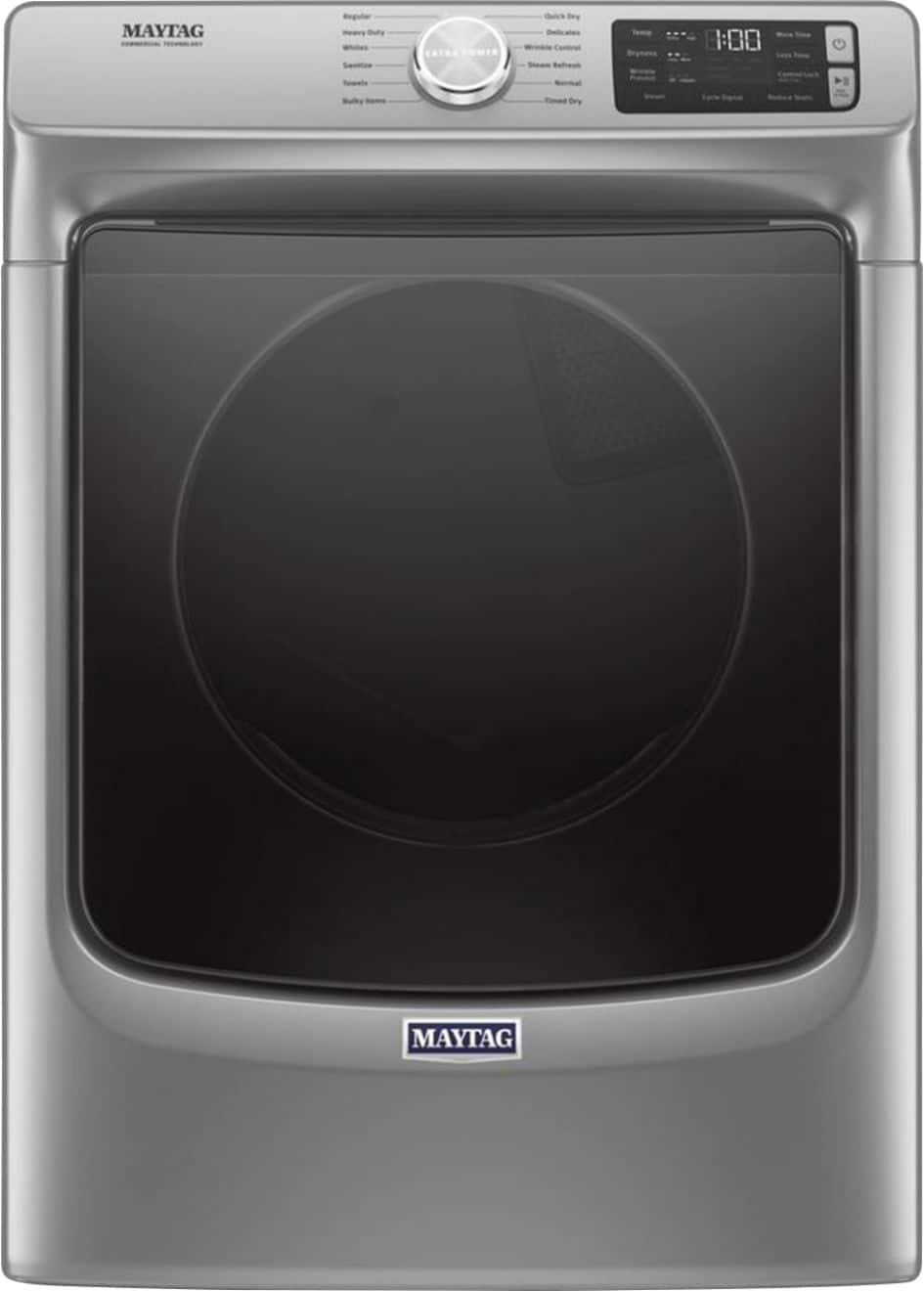 Front. Maytag - 7.3 Cu. Ft. Stackable Electric Dryer with Steam and Extra Power Button - Metallic Slate.