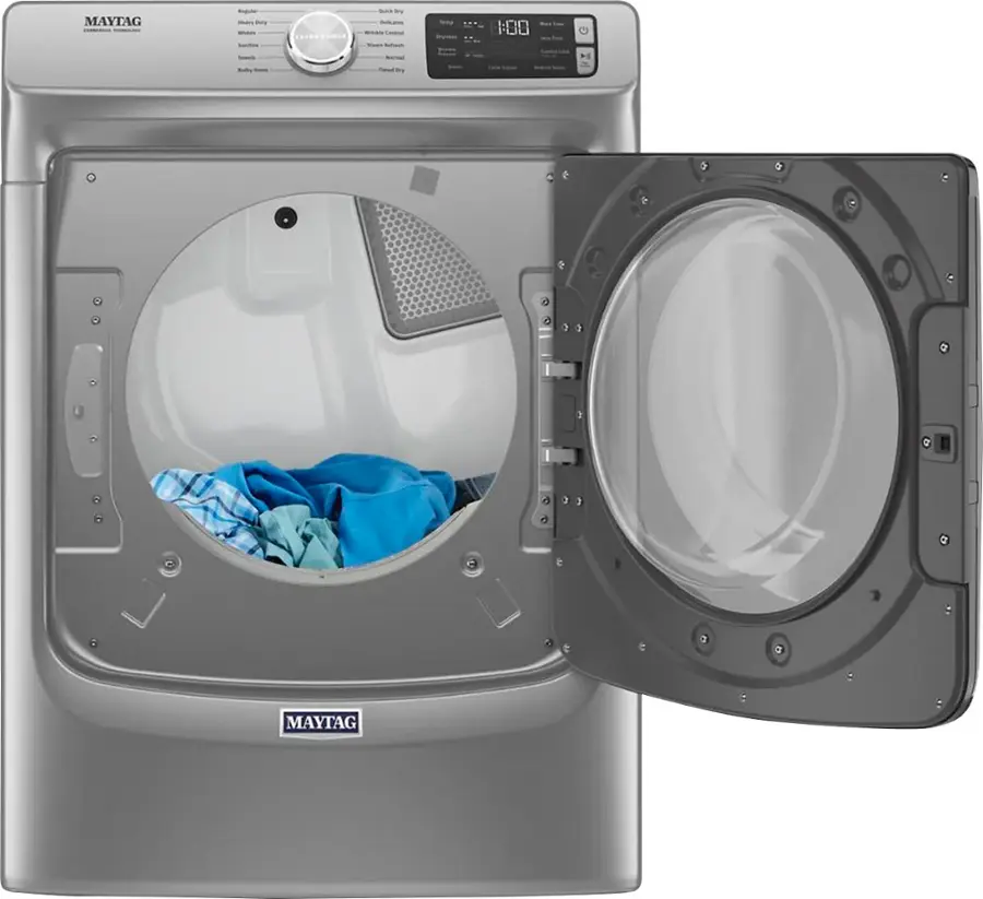 Alt View 12. Maytag - 7.3 Cu. Ft. Stackable Electric Dryer with Steam and Extra Power Button - Metallic Slate.