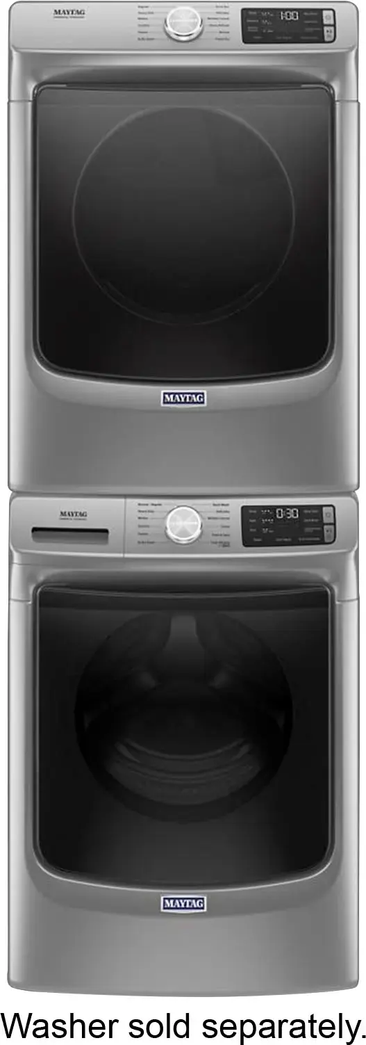 Alt View 14. Maytag - 7.3 Cu. Ft. Stackable Electric Dryer with Steam and Extra Power Button - Metallic Slate.