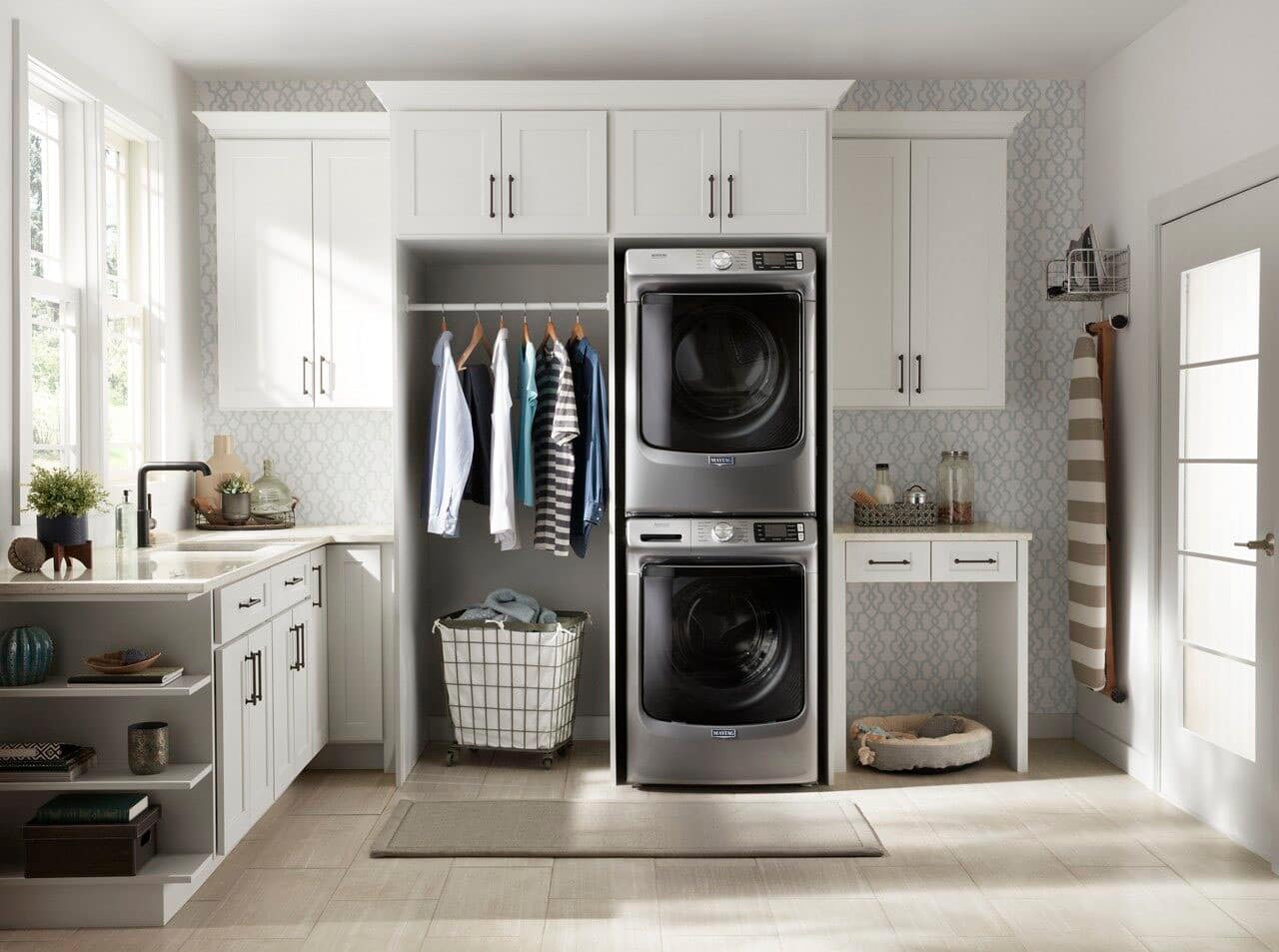 Alt View 20. Maytag - 7.3 Cu. Ft. Stackable Electric Dryer with Steam and Extra Power Button - Metallic Slate.