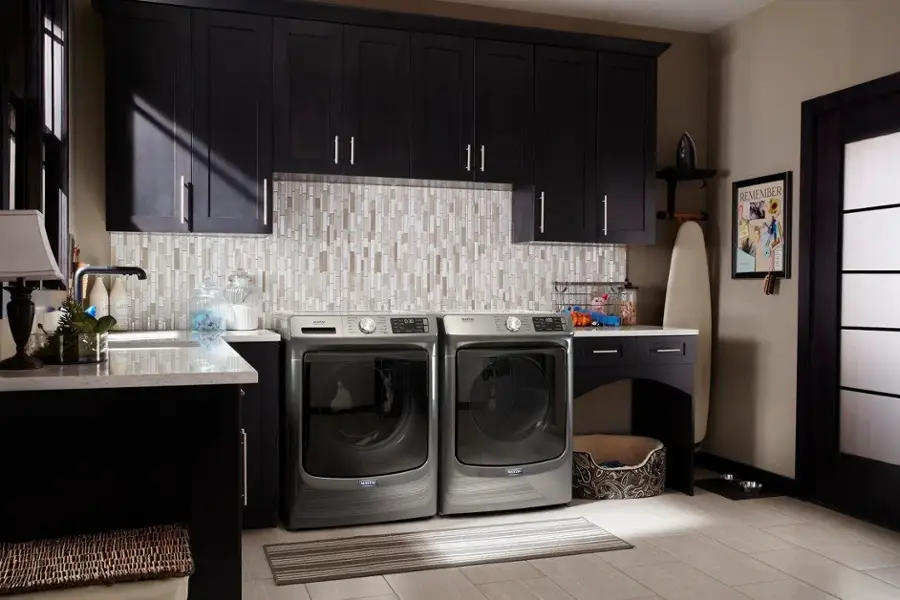 Alt View 21. Maytag - 7.3 Cu. Ft. Stackable Electric Dryer with Steam and Extra Power Button - Metallic Slate.