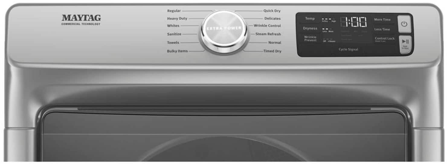 Alt View 1. Maytag - 7.3 Cu. Ft. Stackable Electric Dryer with Steam and Extra Power Button - Metallic Slate.