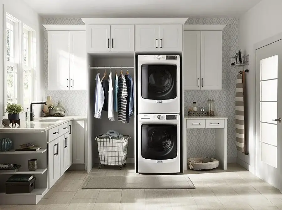Alt View 18. Maytag - 7.3 Cu. Ft. Stackable Gas Dryer with Extra Power Button - White.