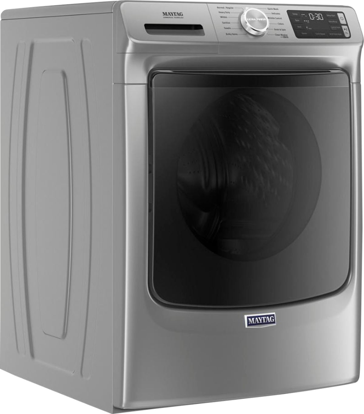 Angle View: Maytag - 4.8 Cu. Ft. High Efficiency Stackable Front Load Washer with Steam and Extra Power Button - Metallic slate