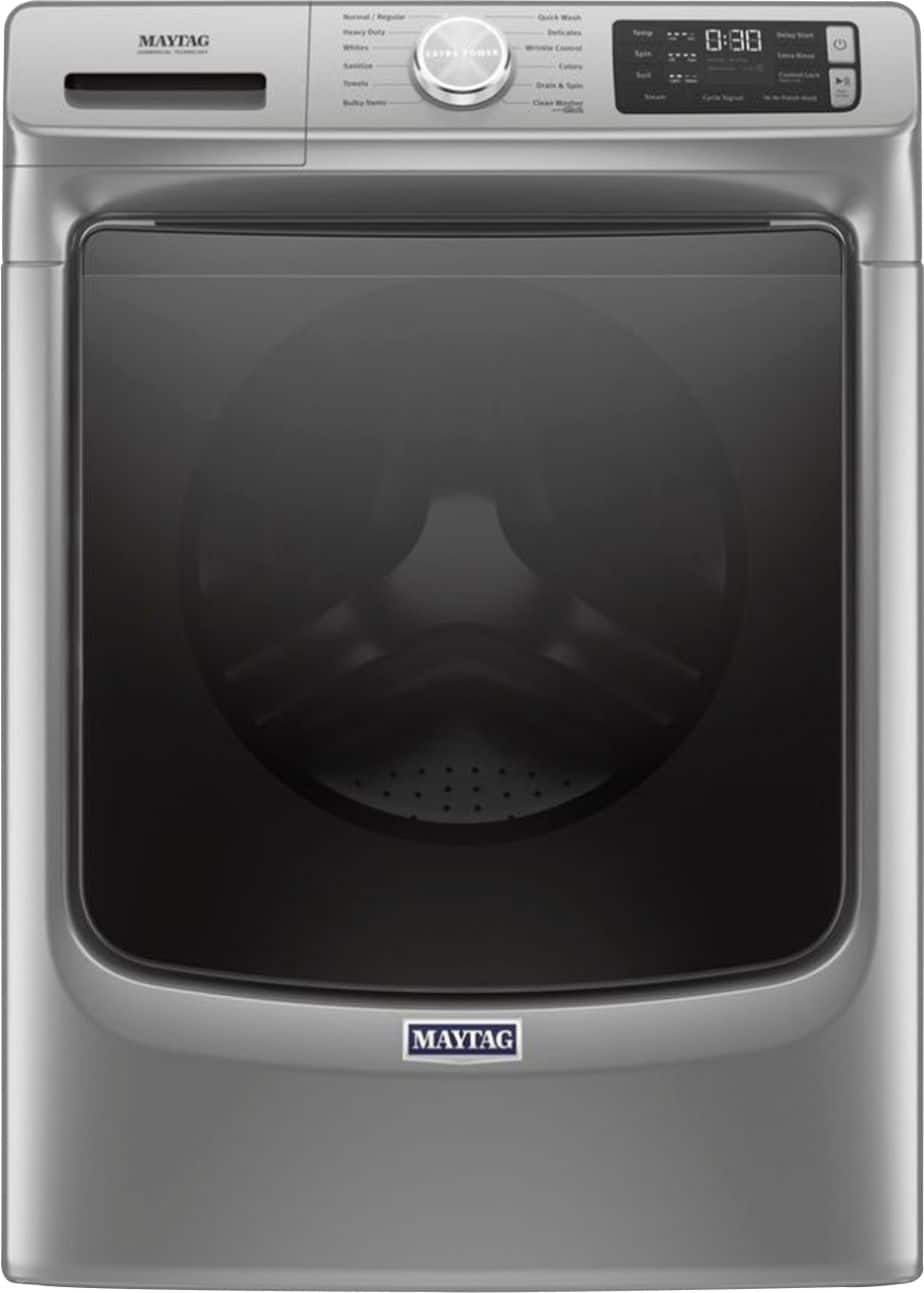 Front. Maytag - 4.8 Cu. Ft. High Efficiency Stackable Front Load Washer with Steam and Fresh Hold - Metallic Slate.