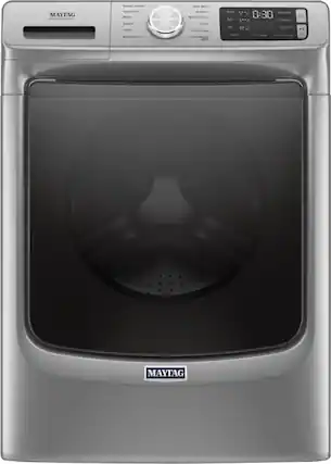 Front. Maytag - 4.8 Cu. Ft. High Efficiency Stackable Front Load Washer with Steam and Fresh Hold - Metallic Slate.