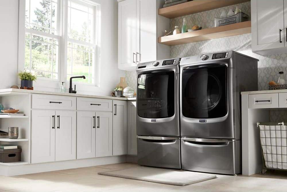 Alt View 19. Maytag - 4.8 Cu. Ft. High Efficiency Stackable Front Load Washer with Steam and Fresh Hold - Metallic Slate.