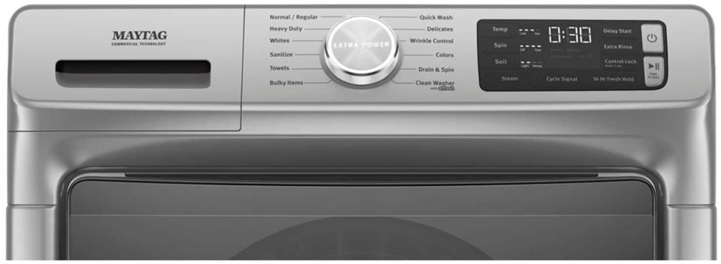 Alt View 2. Maytag - 4.8 Cu. Ft. High Efficiency Stackable Front Load Washer with Steam and Fresh Hold - Metallic Slate.
