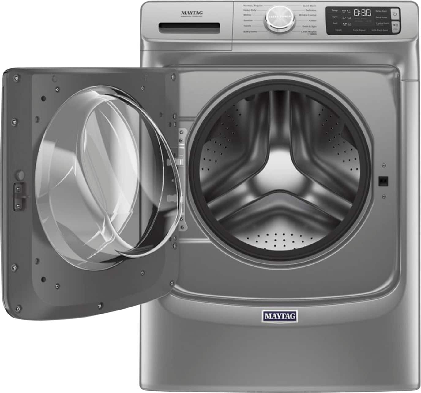 Alt View 5. Maytag - 4.8 Cu. Ft. High Efficiency Stackable Front Load Washer with Steam and Fresh Hold - Metallic Slate.