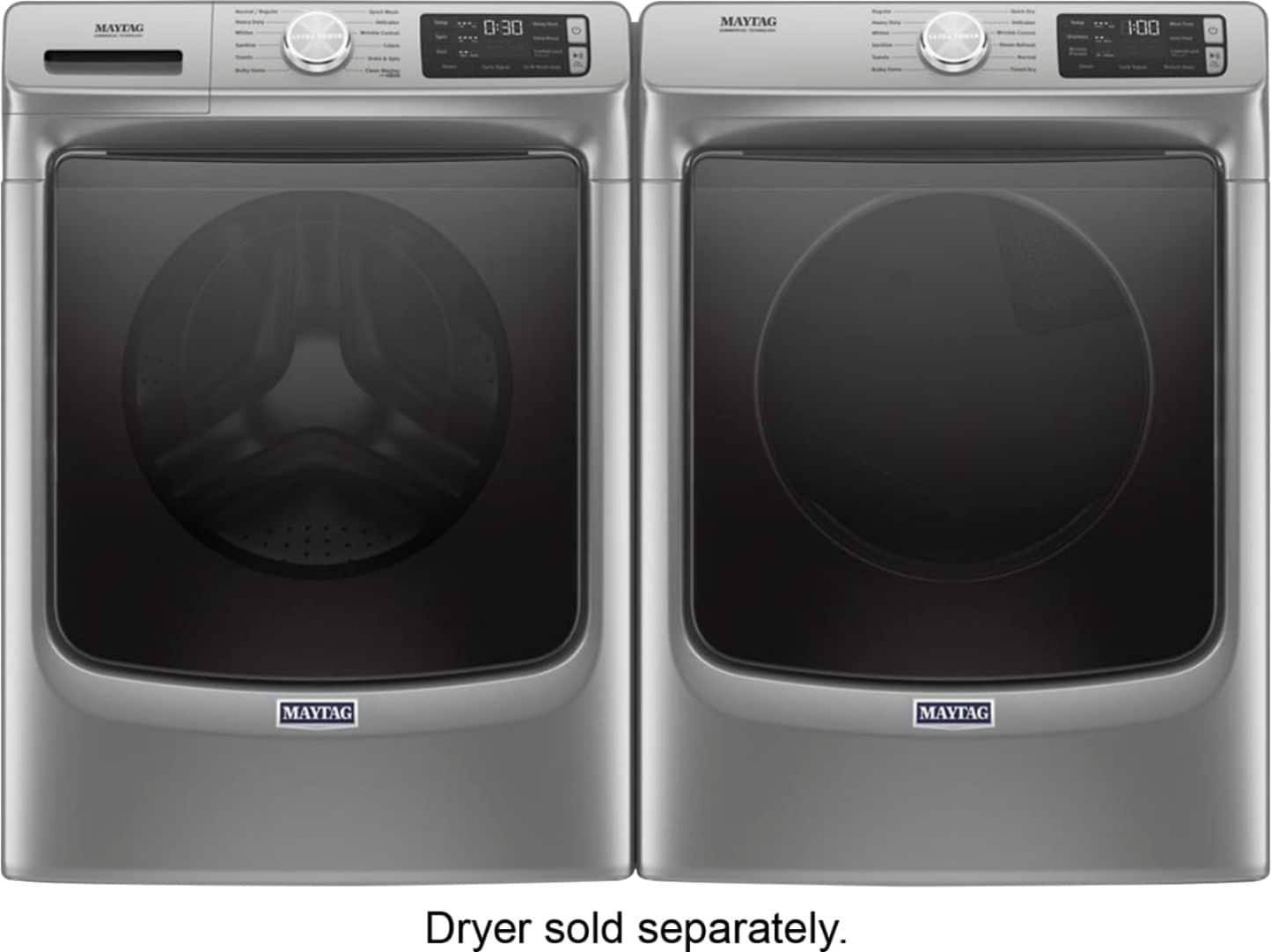 Alt View 6. Maytag - 4.8 Cu. Ft. High Efficiency Stackable Front Load Washer with Steam and Fresh Hold - Metallic Slate.
