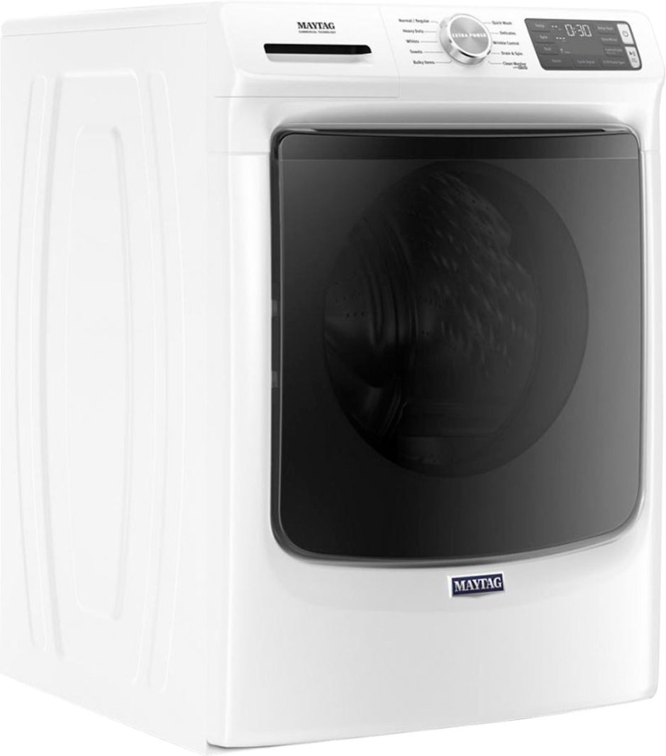 Zoom in on Angle Zoom. Maytag - 4.5 Cu. Ft. High-Efficiency Stackable Front Load Washer with Steam and Extra Power Button - White.