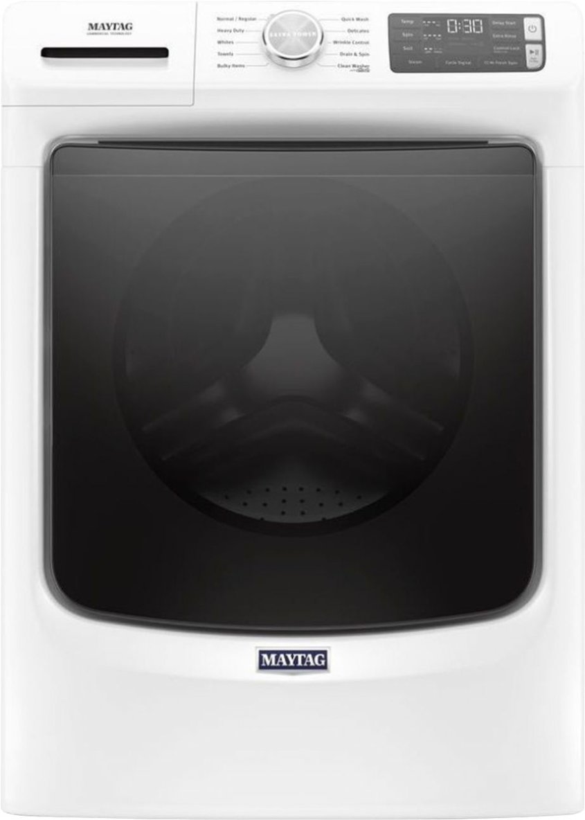 Zoom in on Front Zoom. Maytag - 4.5 Cu. Ft. High-Efficiency Stackable Front Load Washer with Steam and Extra Power Button - White.