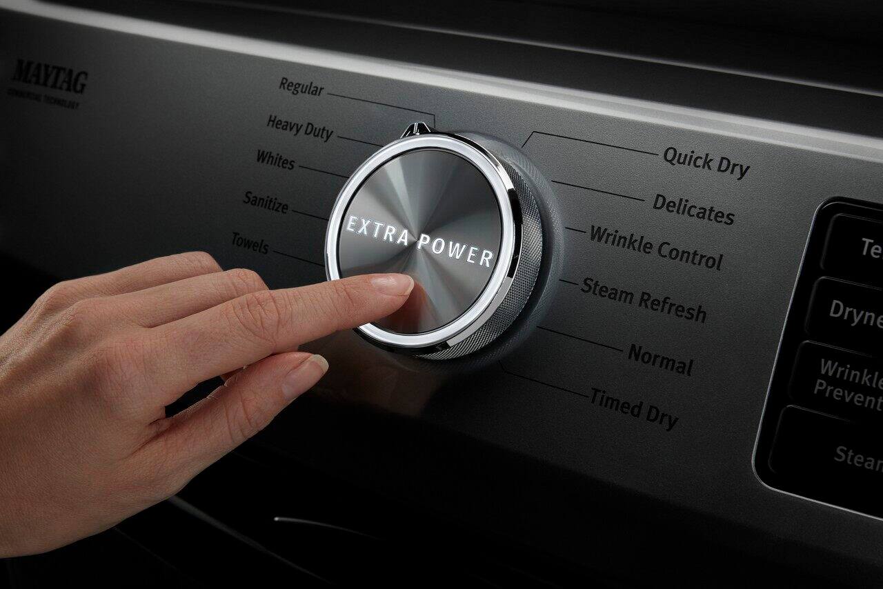 Alt View 16. Maytag - 7.3 Cu. Ft. Stackable Gas Dryer with Steam and Extra Power Button - Metallic Slate.