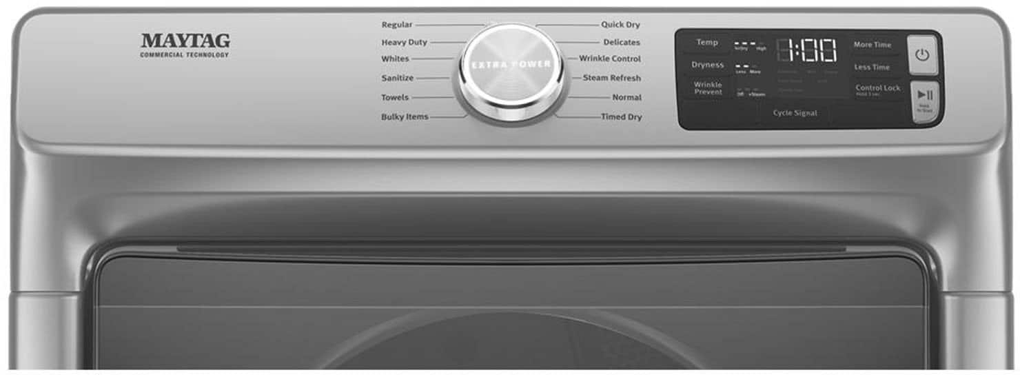 Alt View 1. Maytag - 7.3 Cu. Ft. Stackable Gas Dryer with Steam and Extra Power Button - Metallic Slate.