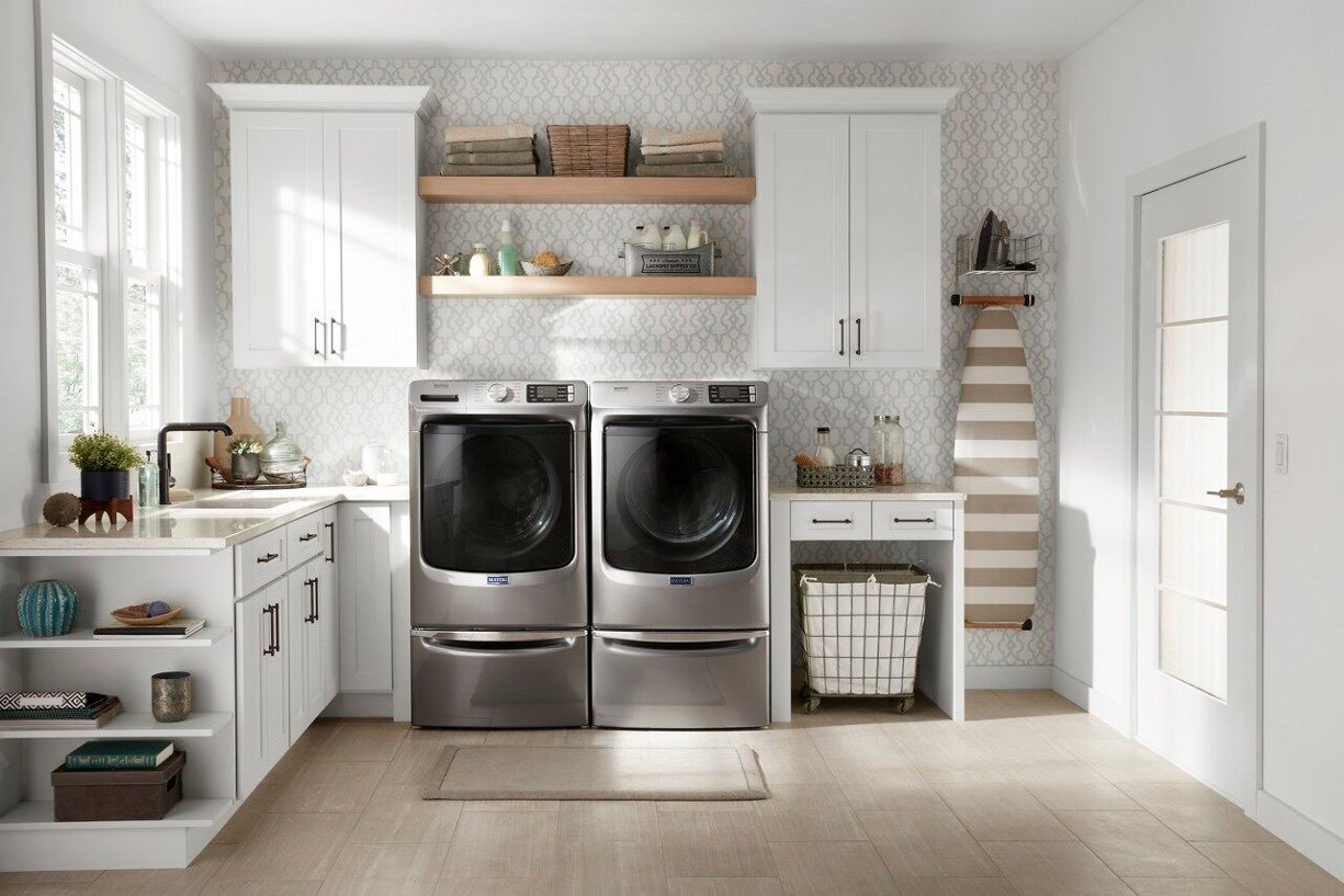 Zoom in on Alt View Zoom 20. Maytag - 7.3 Cu. Ft. Stackable Gas Dryer with Steam and Extra Power Button - Metallic Slate.