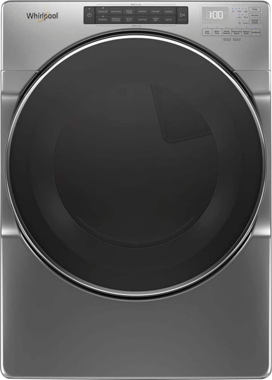 Front. Whirlpool - 7.4 Cu. Ft. Stackable Electric Dryer with Steam and Wrinkle Shield Plus Option - Chrome Shadow.
