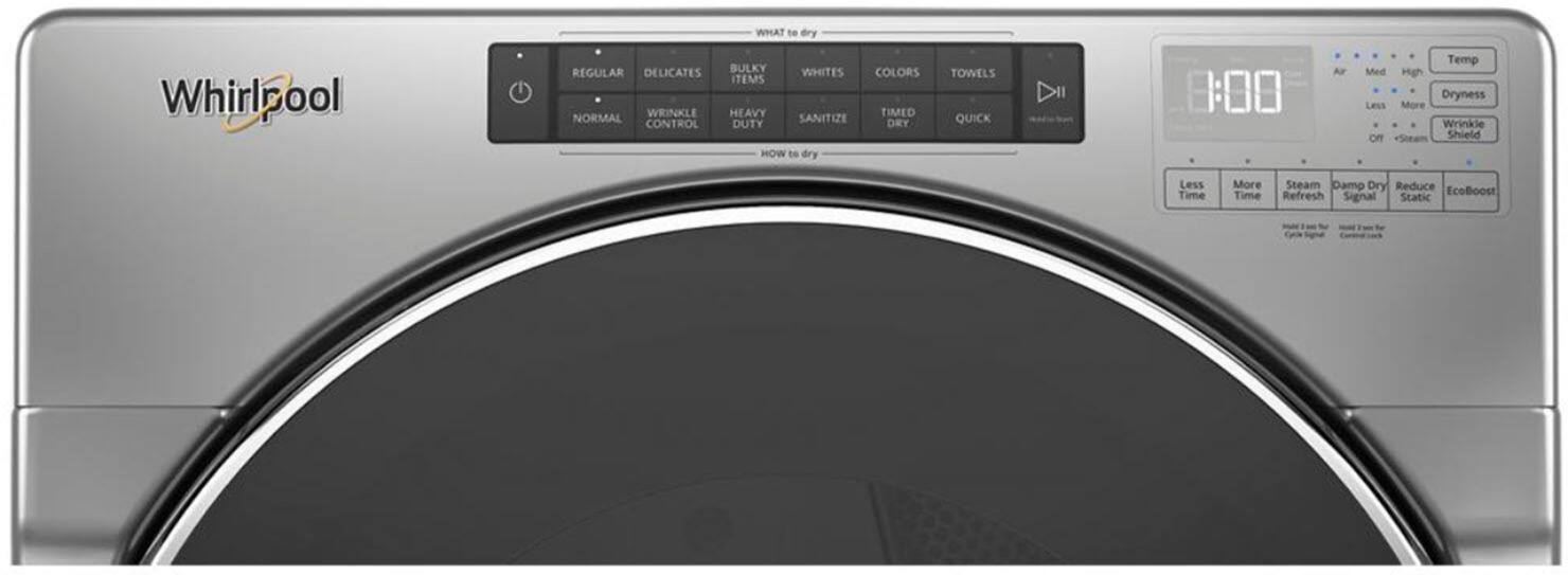 Alt View 1. Whirlpool - 7.4 Cu. Ft. Stackable Electric Dryer with Steam and Wrinkle Shield Plus Option - Chrome Shadow.