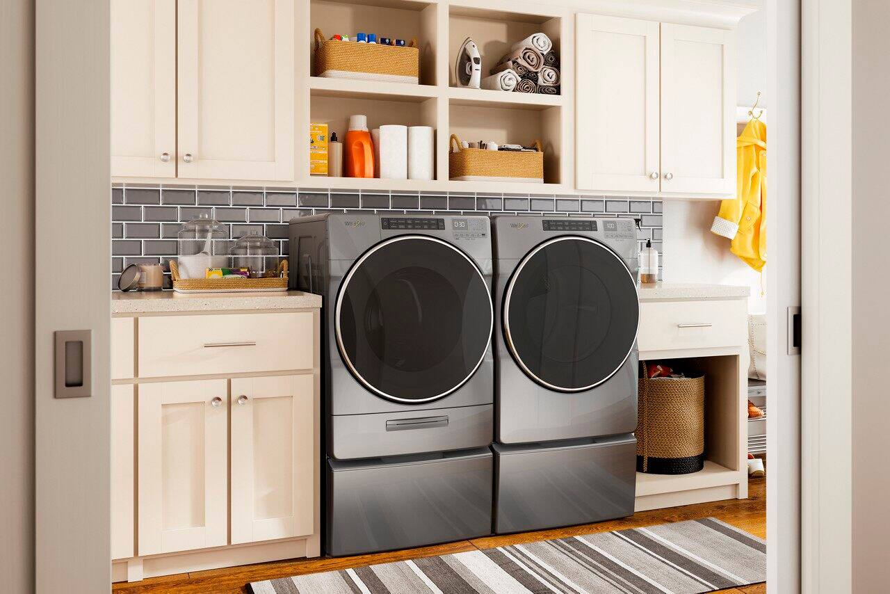 Alt View 20. Whirlpool - 7.4 Cu. Ft. Stackable Electric Dryer with Steam and Wrinkle Shield Plus Option - Chrome Shadow.