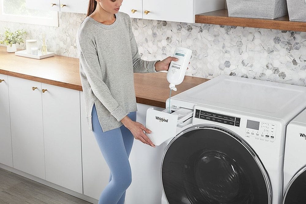 Alt View 19. Whirlpool - 5.0 Cu. Ft. High Efficiency Stackable Front Load Washer with Steam and FanFresh - White.