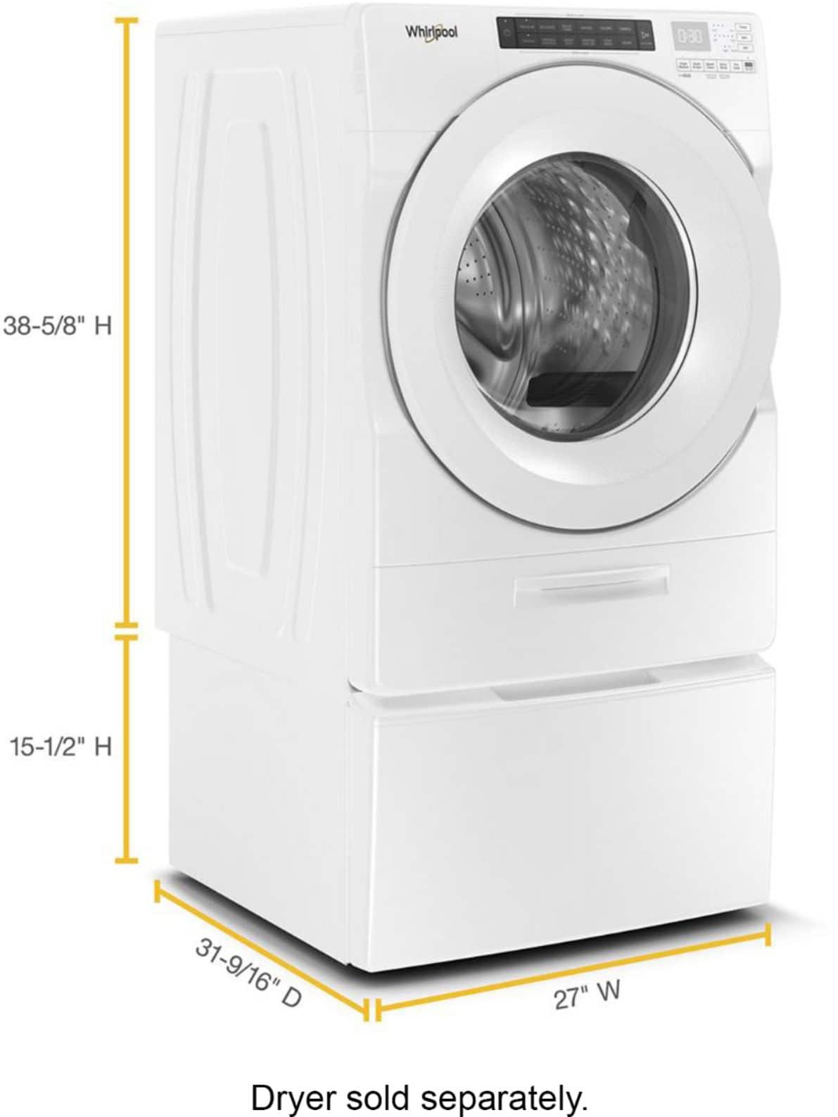 Alt View 15. Whirlpool - 4.5 Cu. Ft. High Efficiency Stackable Front Load Washer with Steam and Load & Go Dispenser - White.