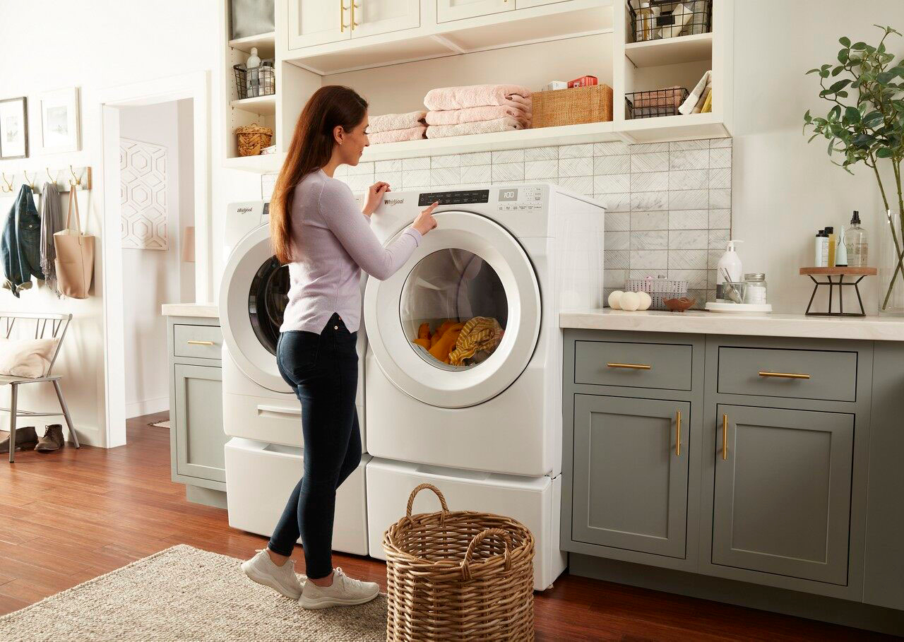 Whirlpool 27 in. 4.3 cu. ft. Closet-Depth Stackable Front Load Washer with  Sanitize with Oxi - White