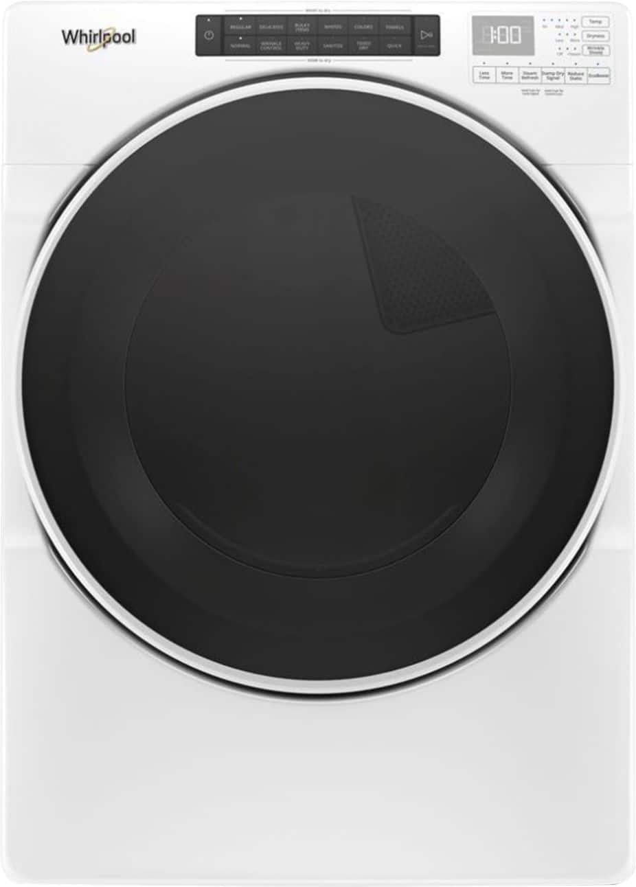 Front. Whirlpool - 7.4 Cu. Ft. Stackable Electric Dryer with Steam and Wrinkle Shield Plus Option - White.