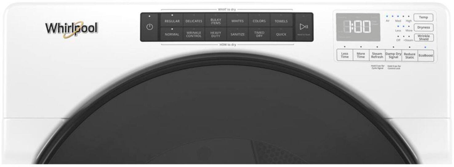 Alt View 1. Whirlpool - 7.4 Cu. Ft. Stackable Electric Dryer with Steam and Wrinkle Shield Plus Option - White.