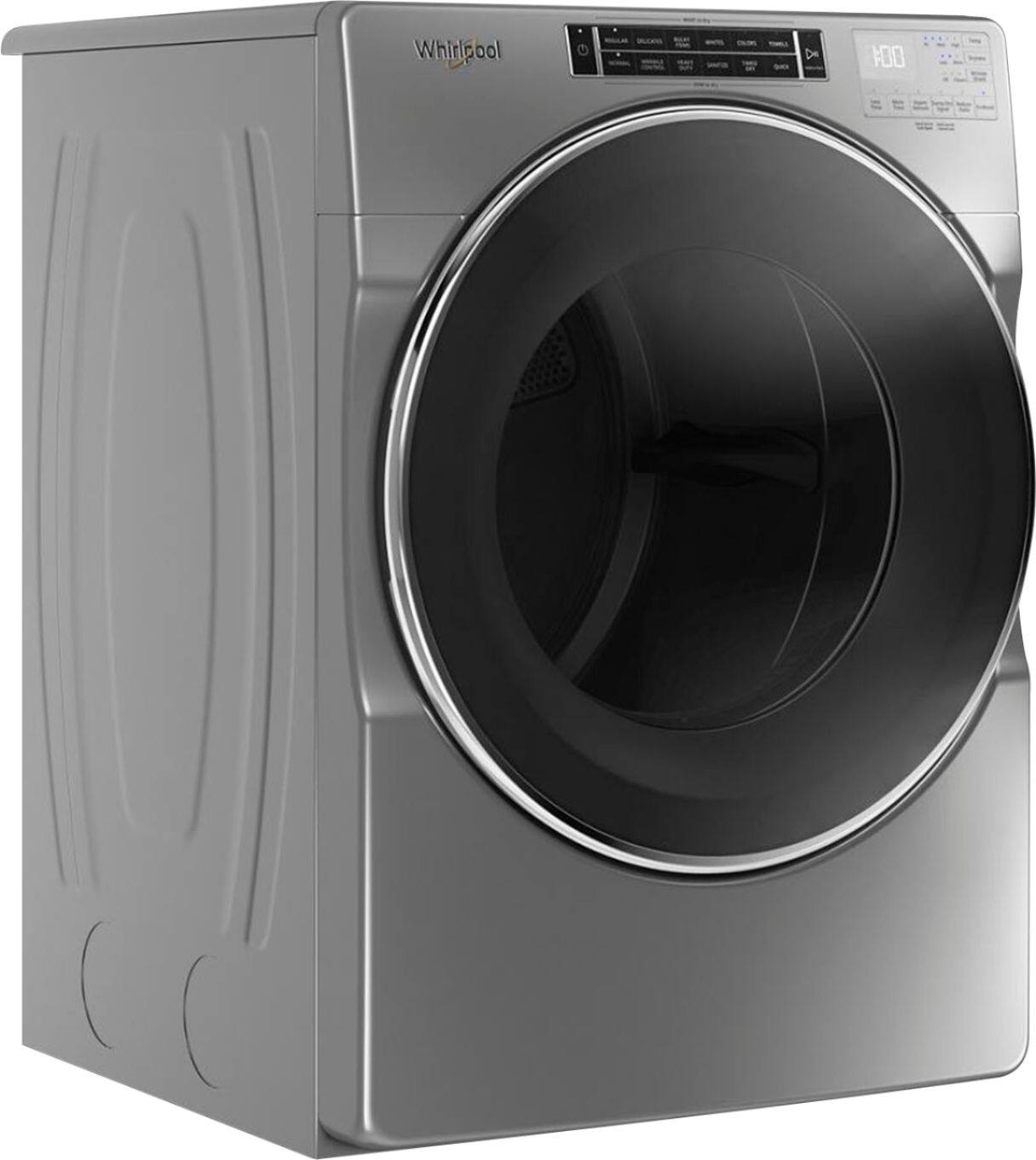 Angle. Whirlpool - 7.4 Cu. Ft. Stackable Electric Dryer with Steam and Intuitive Controls - Chrome Shadow.