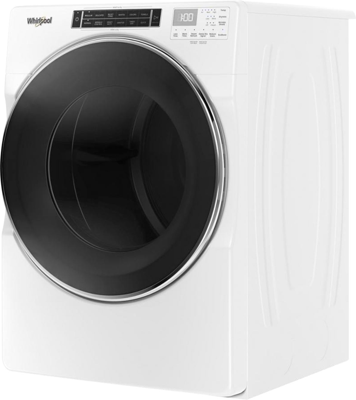 Left View: Whirlpool - 7.4 Cu. Ft. Stackable Electric Dryer with Steam and Intuitive Controls - White