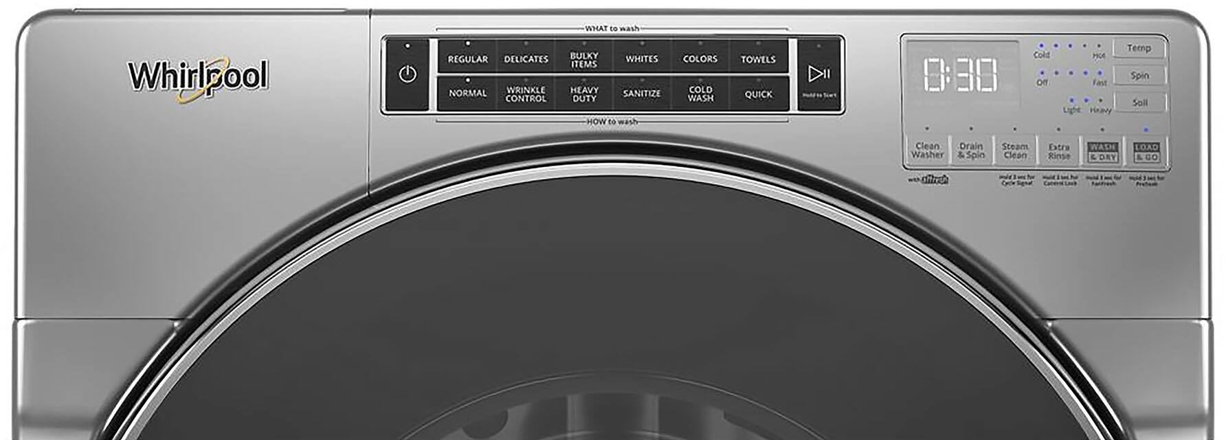 Alt View 1. Whirlpool - 5.0 Cu. Ft. High Efficiency Stackable Front Load Washer with Steam and Load & Go XL Dispenser - Chrome Shadow.