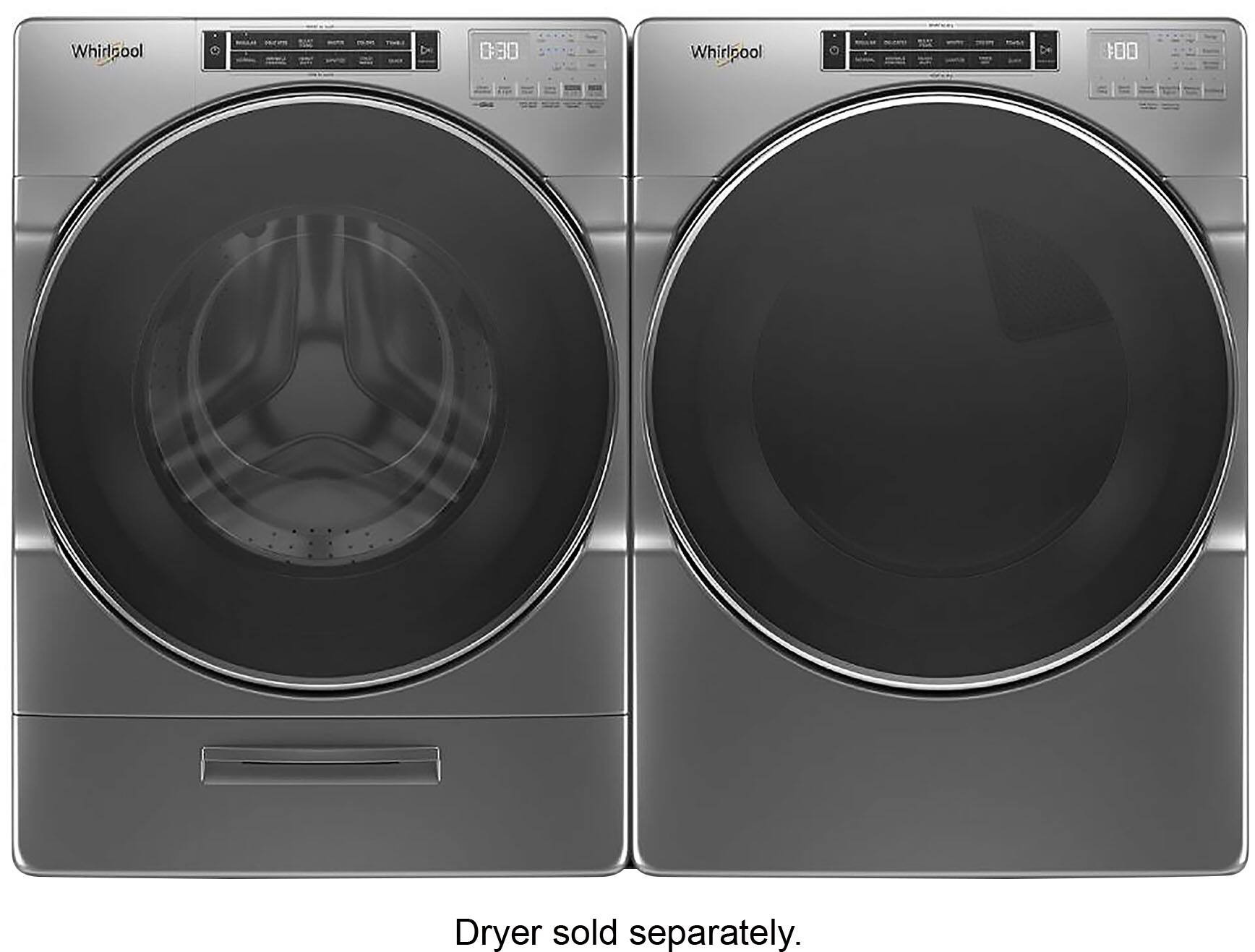 Alt View 6. Whirlpool - 5.0 Cu. Ft. High Efficiency Stackable Front Load Washer with Steam and Load & Go XL Dispenser - Chrome Shadow.