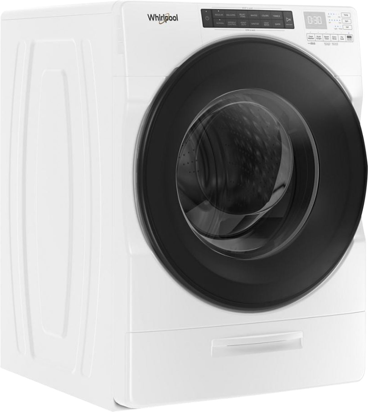 Angle View: Whirlpool - 4.5 Cu. Ft. High Efficiency Stackable Front Load Washer with Steam and Load & Go XL Dispenser - White
