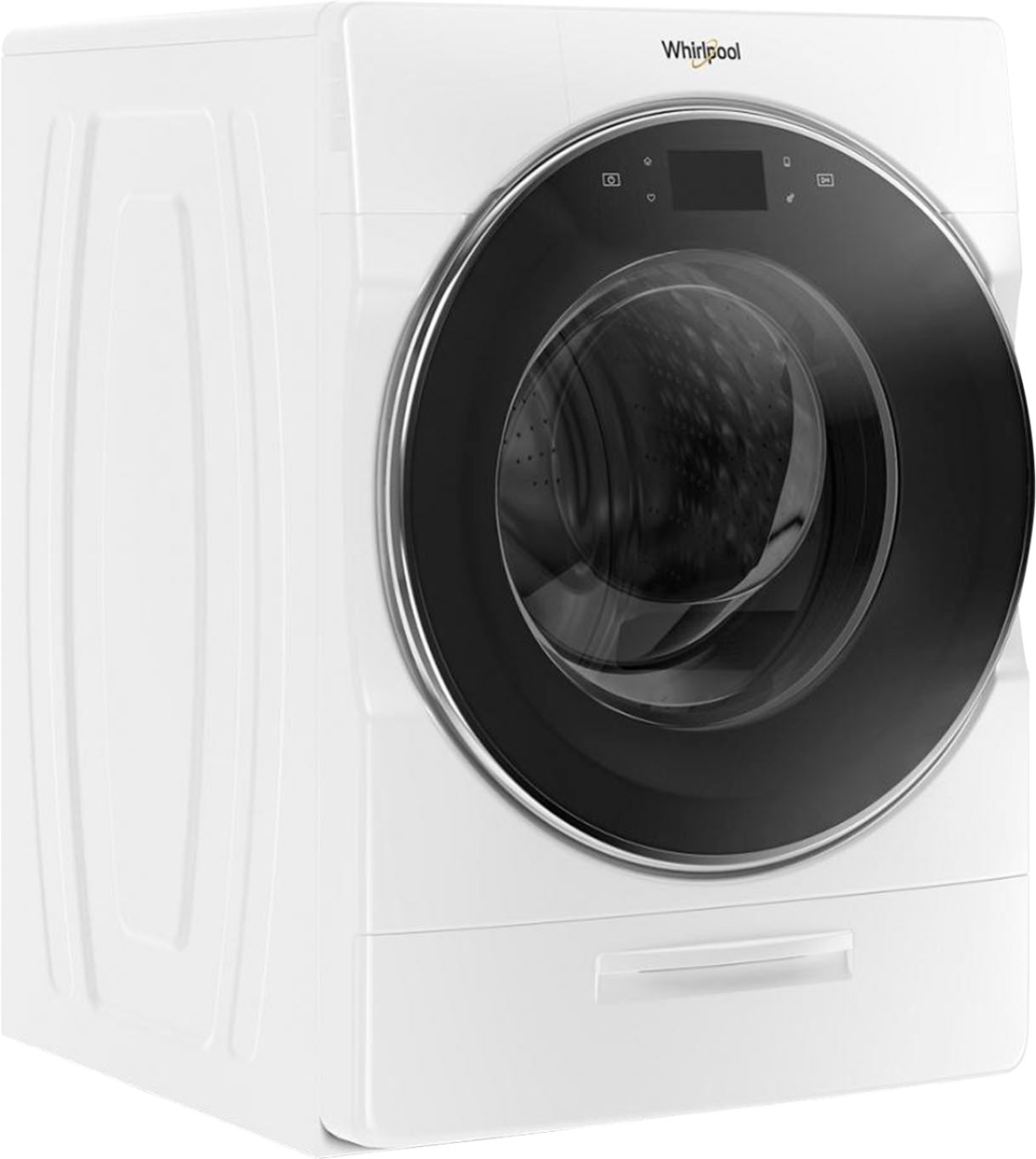 Angle View: Whirlpool - 5.0 Cu. Ft. High Efficiency Stackable Front Load Washer with Steam and Load & Go XL Dispenser - White