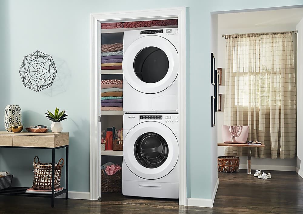 Alt View 13. Whirlpool - 4.3 Cu. Ft. High Efficiency Stackable Front Load Washer with 35 Cycle Options - White.