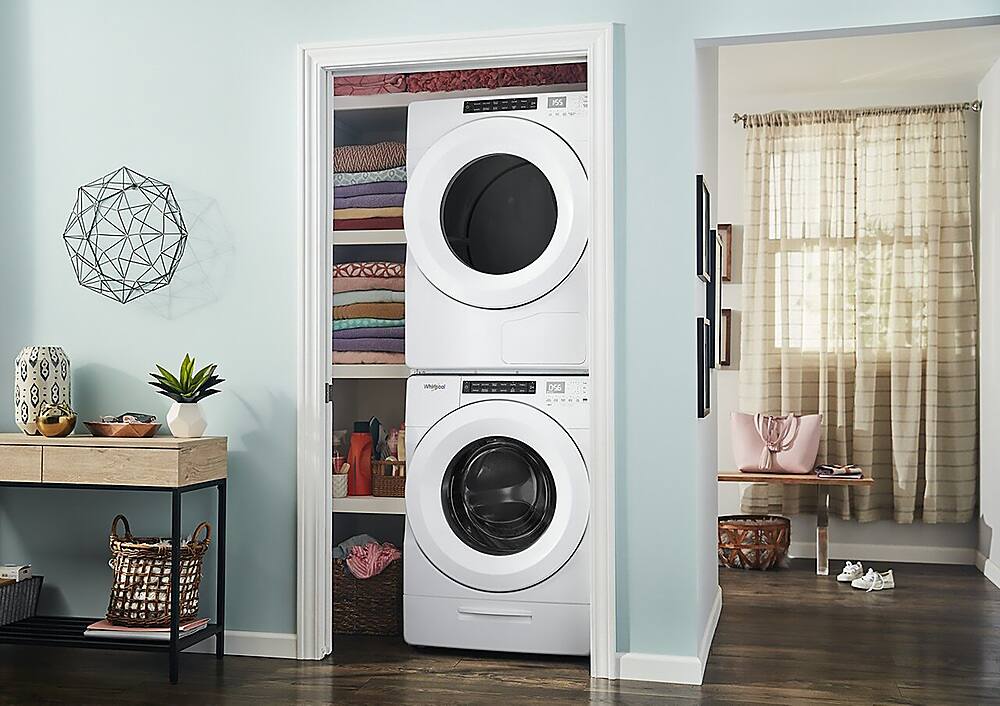 Alt View 13. Whirlpool - 4.3 Cu. Ft. High Efficiency Stackable Front Load Washer with 35 Cycle Options - White.