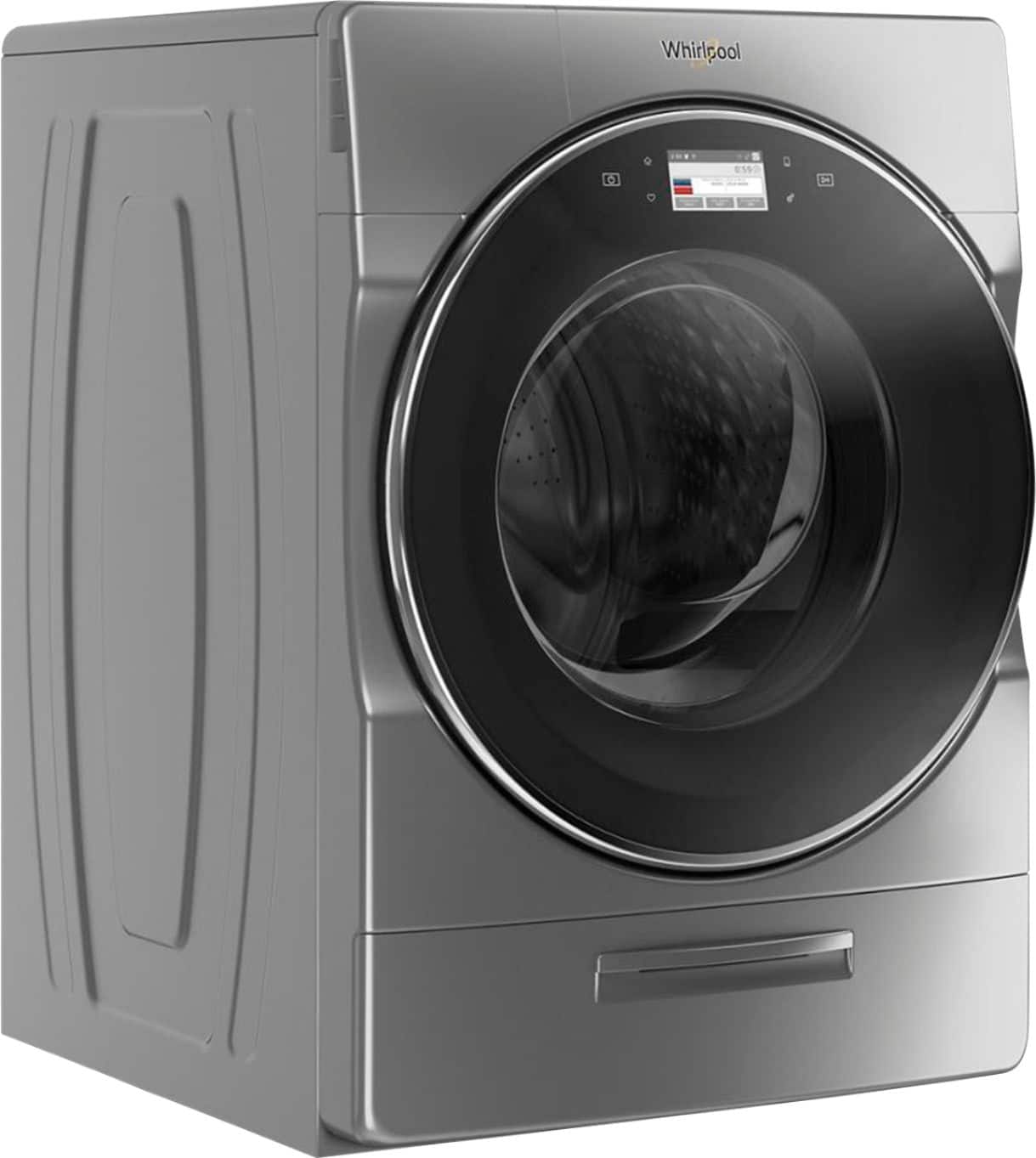 Angle. Whirlpool - 5.0 Cu. Ft. High Efficiency Front Load Washer with Steam and Load & Go XL Dispenser - Chrome Shadow.