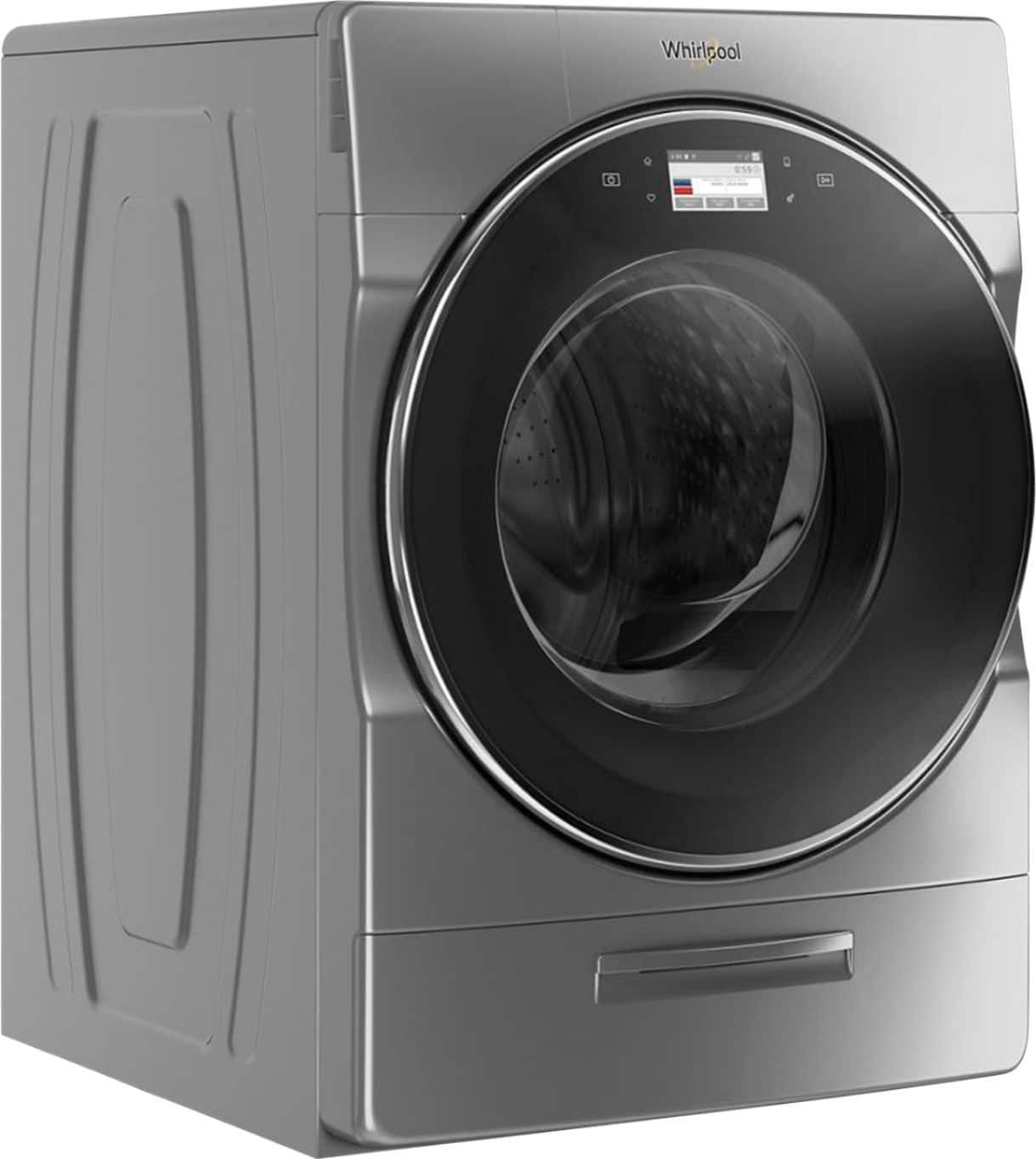 Angle View: Whirlpool - 5.0 Cu. Ft. High Efficiency Front Load Washer with Steam and Load & Go XL Dispenser - Chrome Shadow