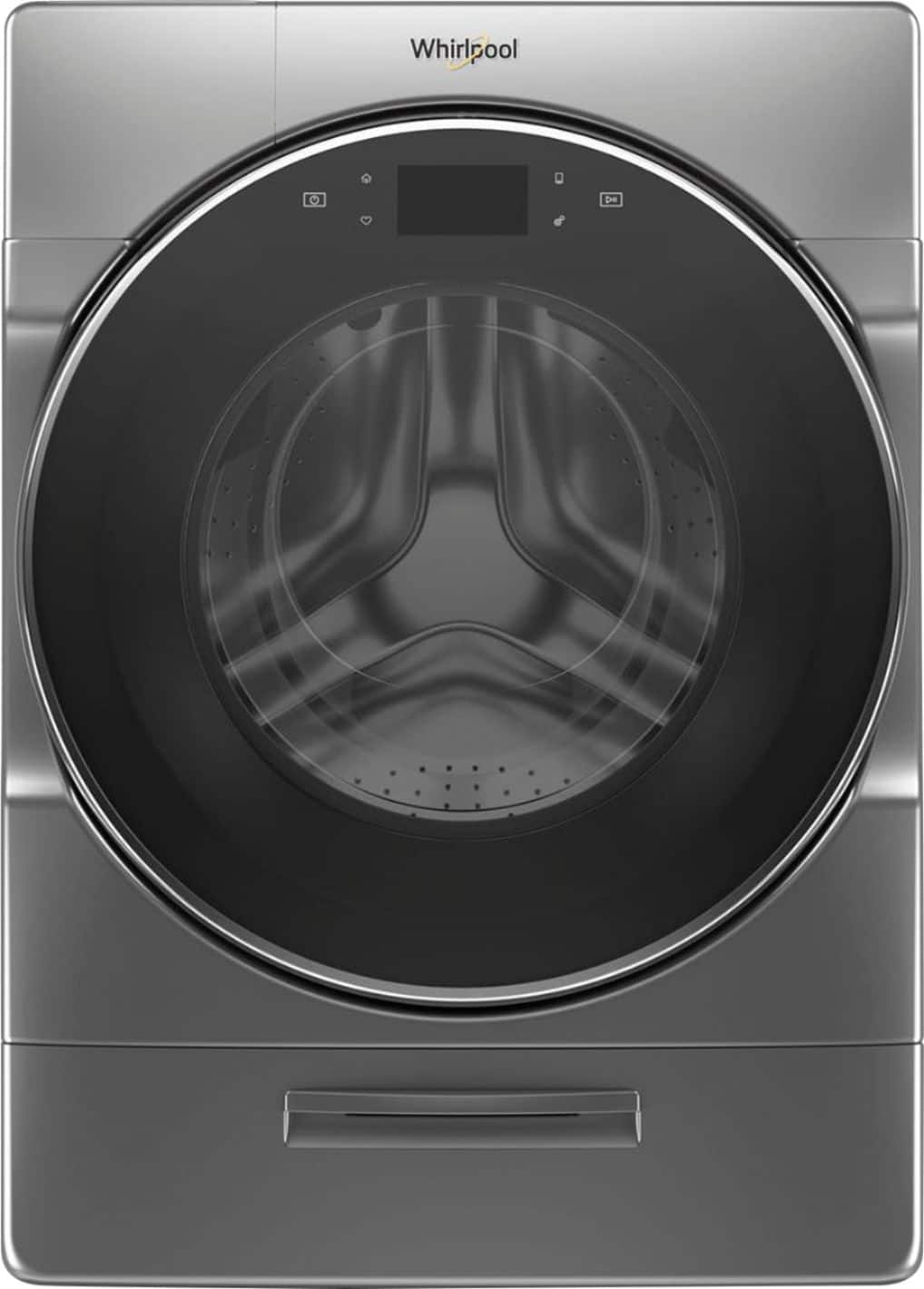 Front. Whirlpool - 5.0 Cu. Ft. High Efficiency Front Load Washer with Steam and Load & Go XL Dispenser - Chrome Shadow.