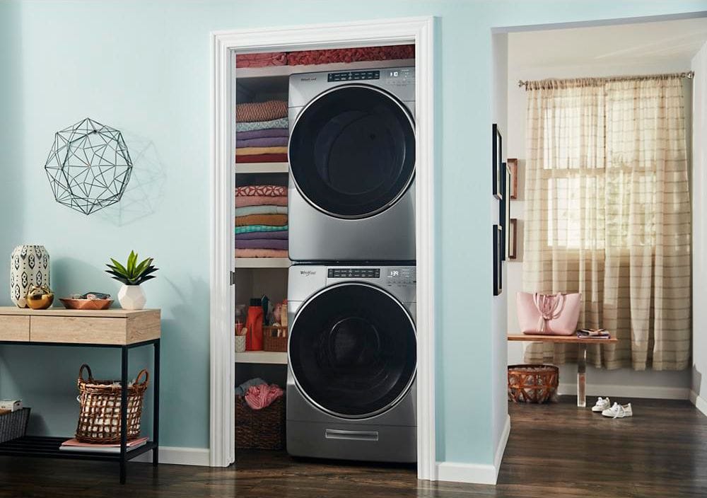 Alt View 19. Whirlpool - 4.5 Cu. Ft. High Efficiency Stackable Front Load Washer with Steam and Load & Go XL Dispenser - Chrome Shadow.