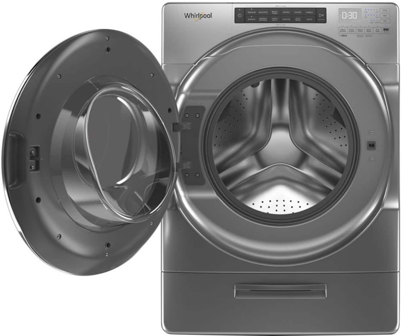 Alt View 3. Whirlpool - 4.5 Cu. Ft. High Efficiency Stackable Front Load Washer with Steam and Load & Go XL Dispenser - Chrome Shadow.