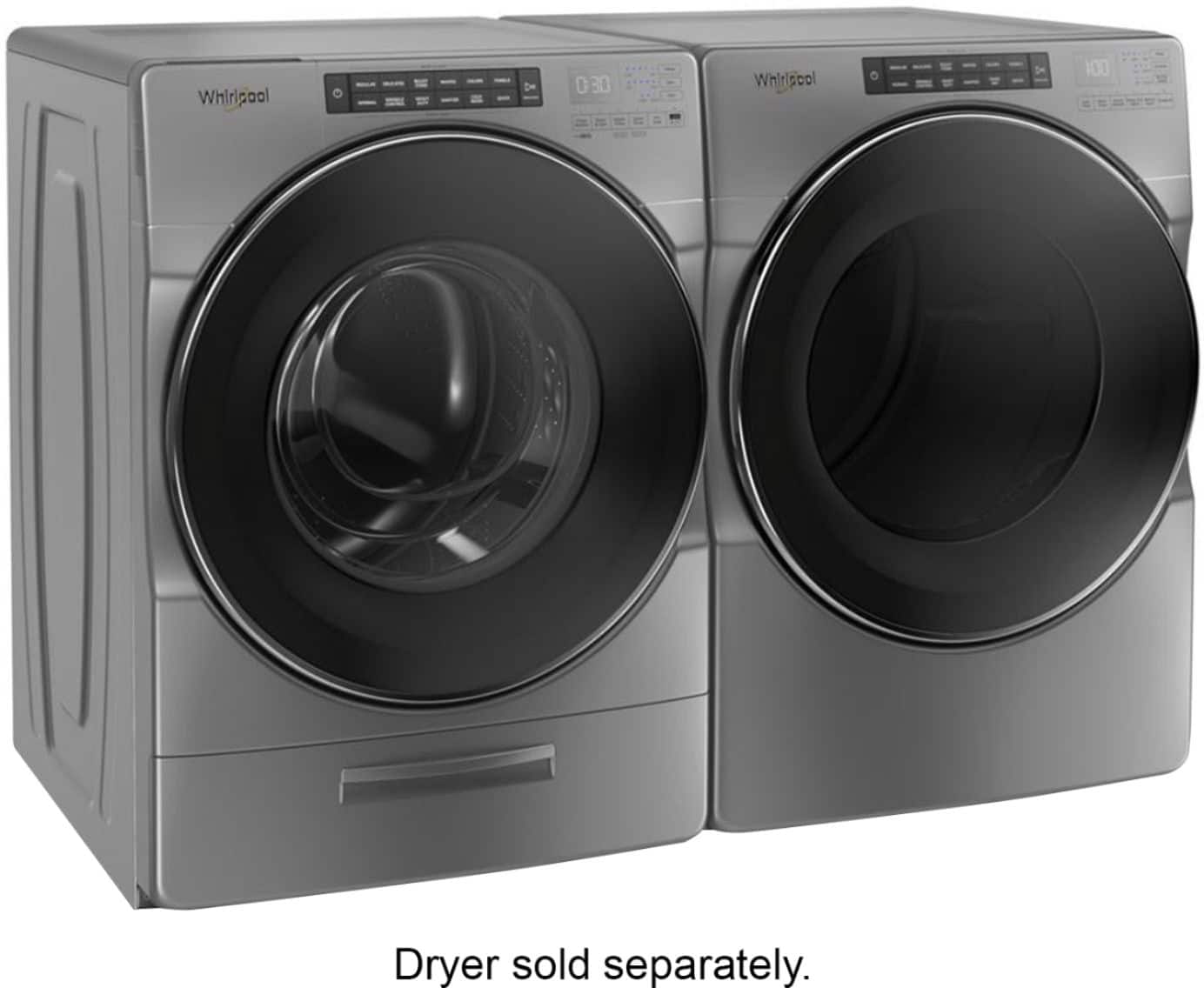 Alt View 6. Whirlpool - 4.5 Cu. Ft. High Efficiency Stackable Front Load Washer with Steam and Load & Go XL Dispenser - Chrome Shadow.