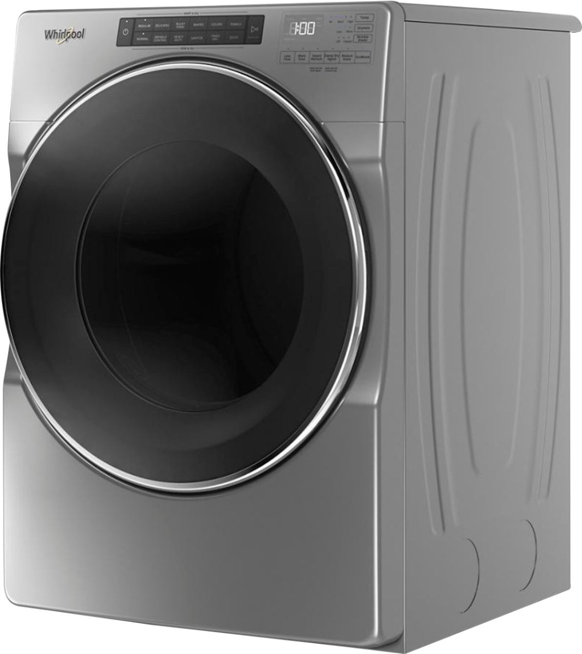 Left View: Whirlpool - 4.5 Cu. Ft. High Efficiency Stackable Front Load Washer with Steam and Load & Go XL Dispenser - Chrome shadow