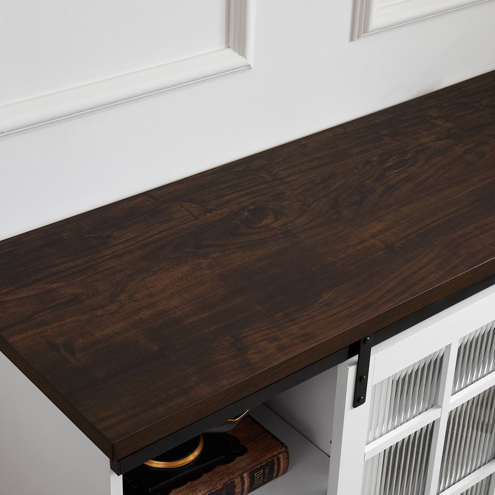 Alt View 1. Chateau Abodes - 60" Farmhouse TV Stand with 23" Fireplace, 2 Fluted Glass Doors & Large Storage for up to 65" TVs - White.